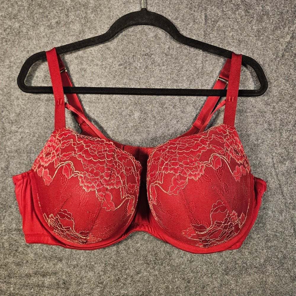 Torrid Womens Boost Balconette Underwire Bra Gold Lacy Plus Support Sz 44DD